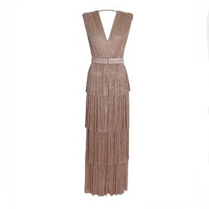 Sabina Musayev Skylar Plisse Lurex Gown - Rose